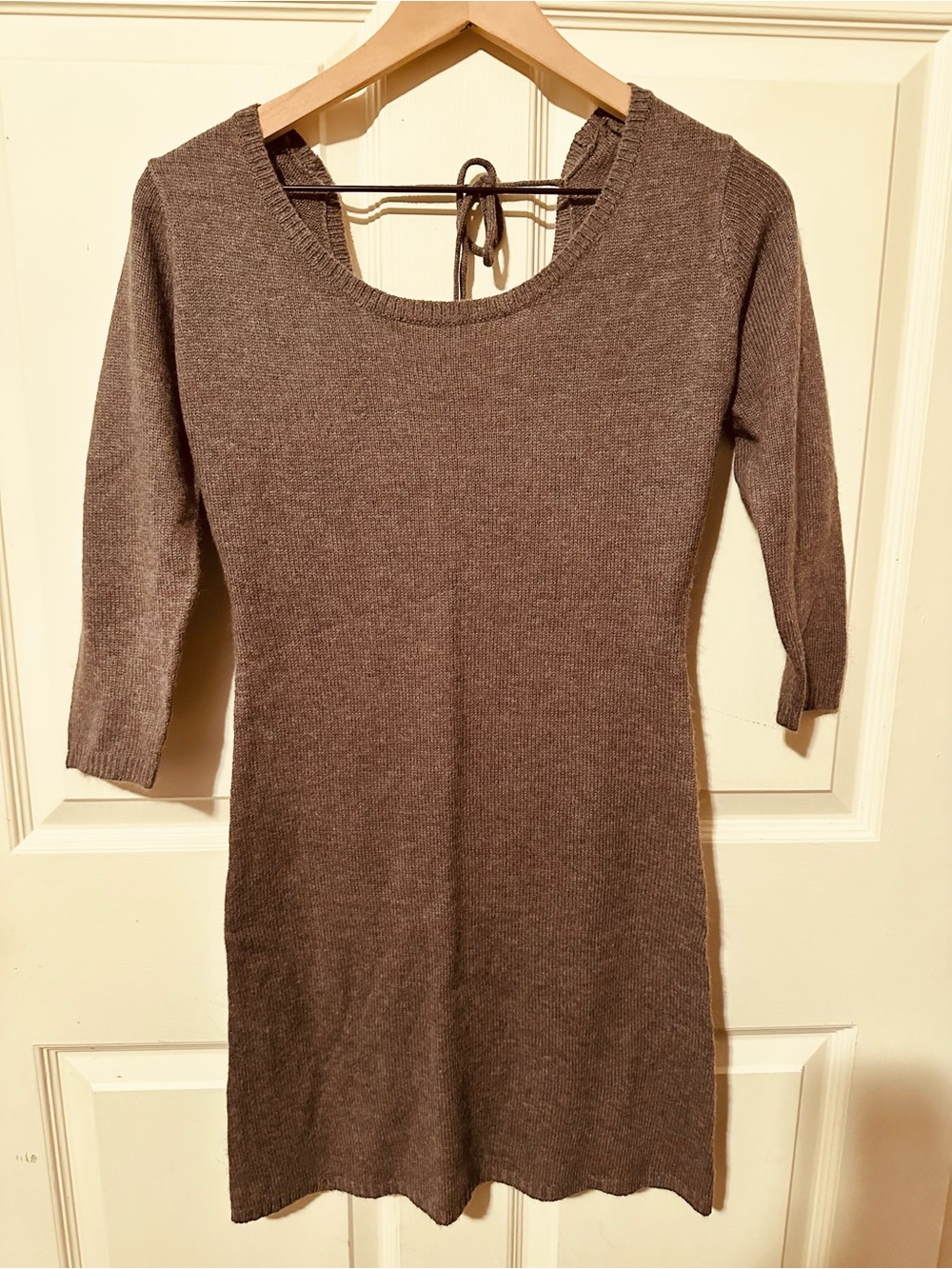 Tulle | Dress | Tulle Taupe Long Sleeve Scoop Neck Sweater Dress